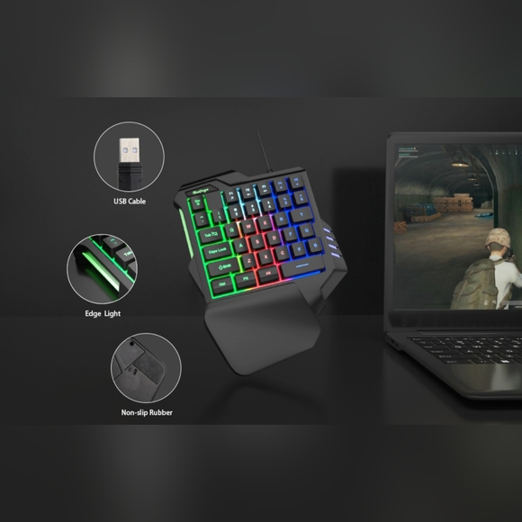 One Hand RGB Gaming Keyboard - Picture 7 of 7